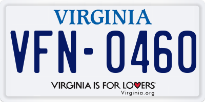VA license plate VFN0460