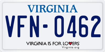 VA license plate VFN0462