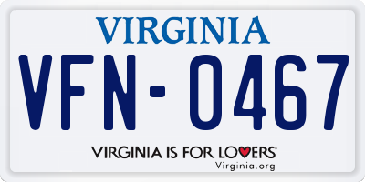 VA license plate VFN0467