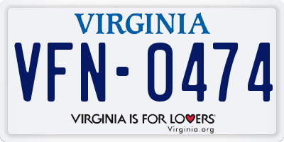 VA license plate VFN0474