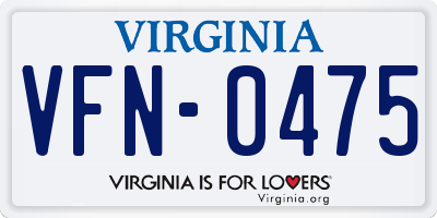 VA license plate VFN0475