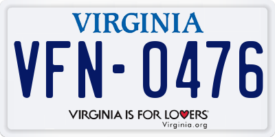 VA license plate VFN0476
