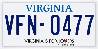 VA license plate VFN0477