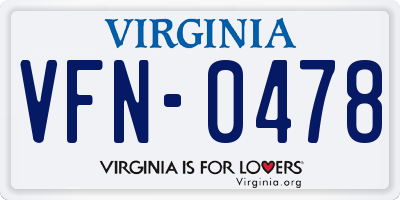 VA license plate VFN0478