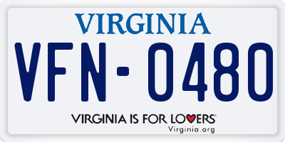 VA license plate VFN0480
