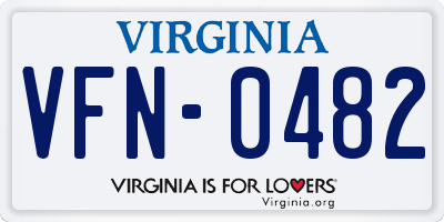 VA license plate VFN0482