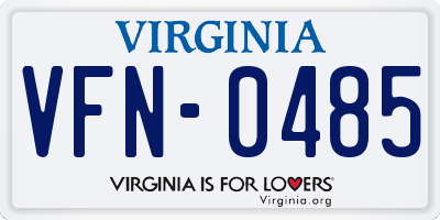 VA license plate VFN0485