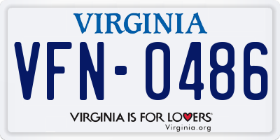 VA license plate VFN0486