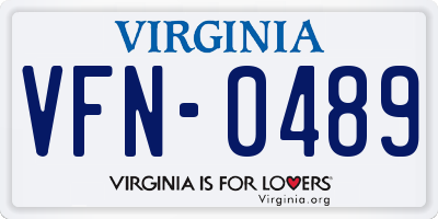 VA license plate VFN0489