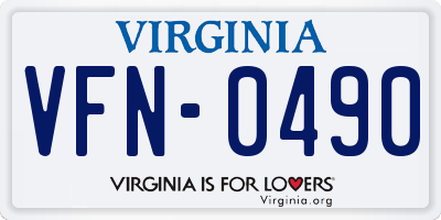 VA license plate VFN0490
