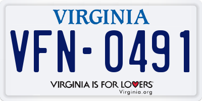 VA license plate VFN0491