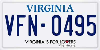VA license plate VFN0495