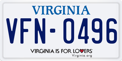 VA license plate VFN0496