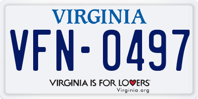 VA license plate VFN0497