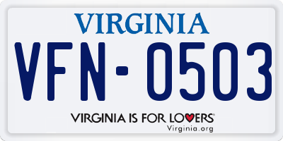 VA license plate VFN0503