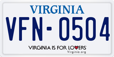 VA license plate VFN0504