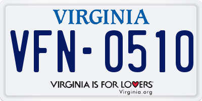 VA license plate VFN0510