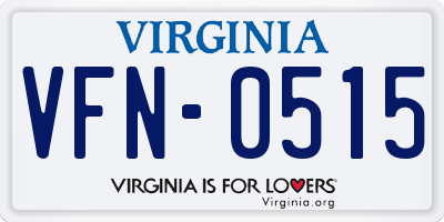 VA license plate VFN0515
