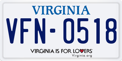 VA license plate VFN0518