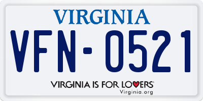 VA license plate VFN0521