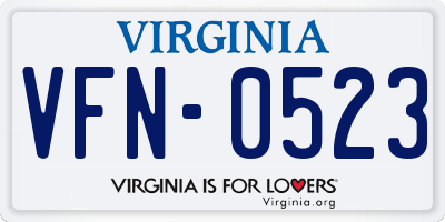 VA license plate VFN0523