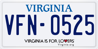 VA license plate VFN0525