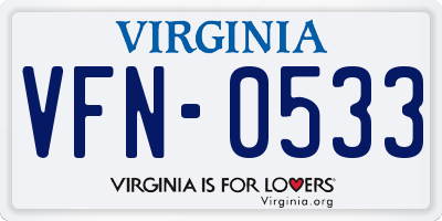 VA license plate VFN0533