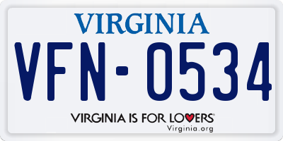VA license plate VFN0534