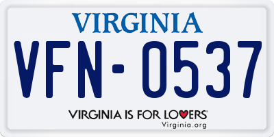 VA license plate VFN0537