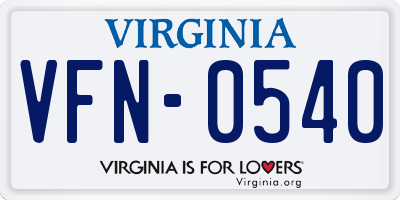 VA license plate VFN0540