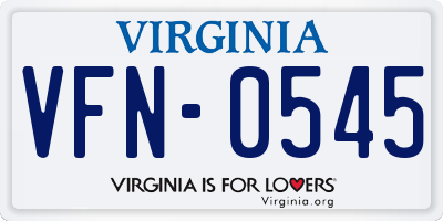 VA license plate VFN0545
