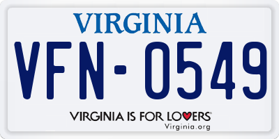 VA license plate VFN0549