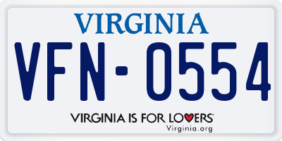 VA license plate VFN0554