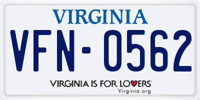VA license plate VFN0562