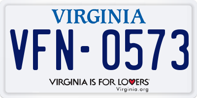 VA license plate VFN0573
