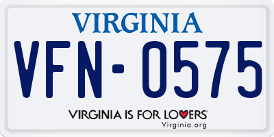 VA license plate VFN0575