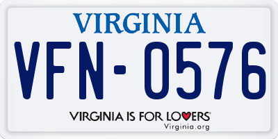 VA license plate VFN0576