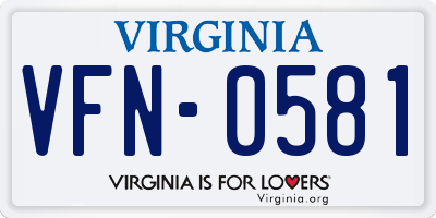 VA license plate VFN0581