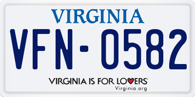 VA license plate VFN0582