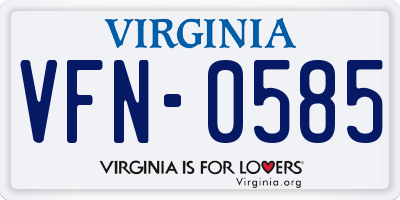 VA license plate VFN0585