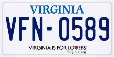 VA license plate VFN0589