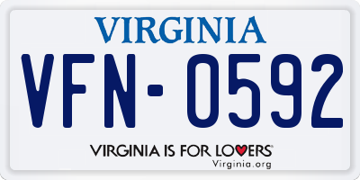 VA license plate VFN0592