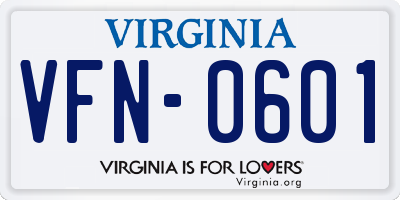 VA license plate VFN0601