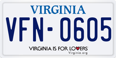 VA license plate VFN0605