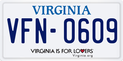 VA license plate VFN0609