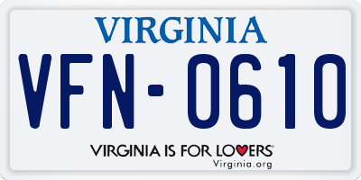 VA license plate VFN0610
