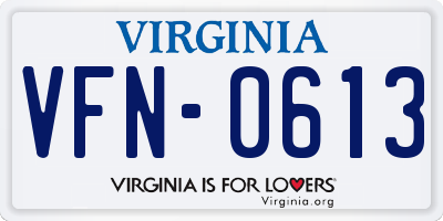 VA license plate VFN0613
