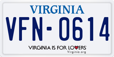 VA license plate VFN0614