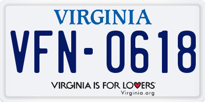 VA license plate VFN0618