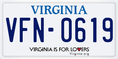 VA license plate VFN0619